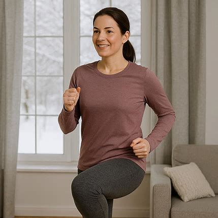 Women doing marching in place exercise at home