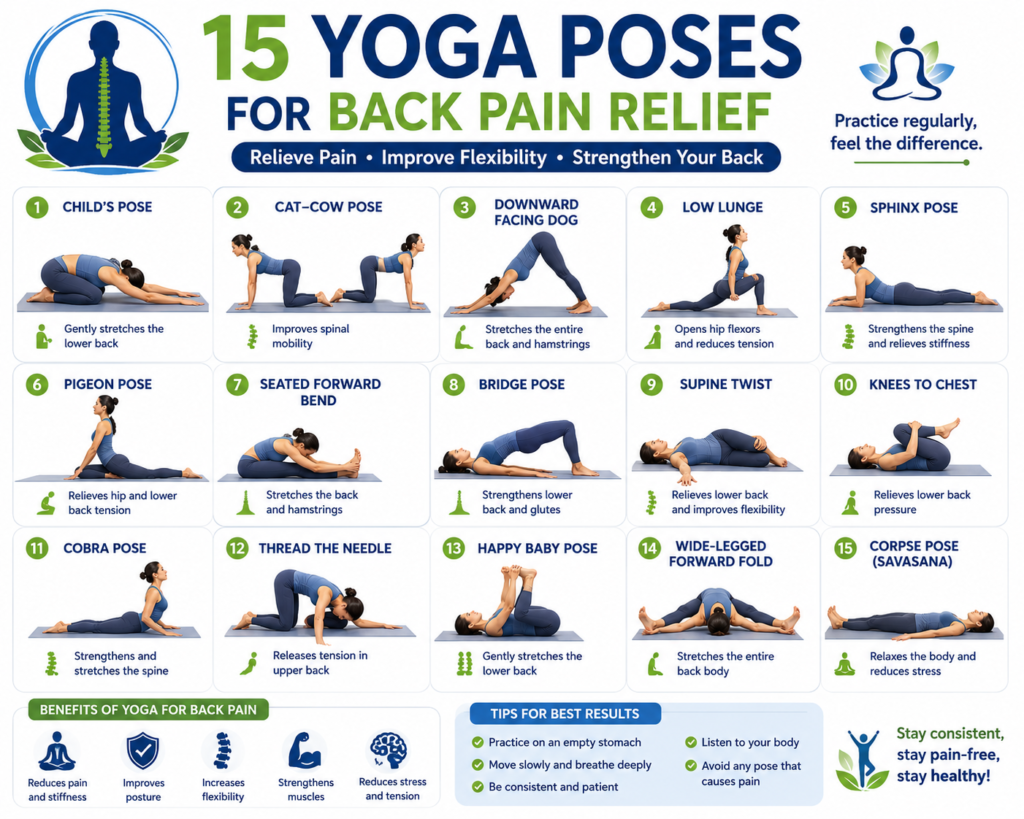 A quick visual reference for beginner-friendly yoga poses